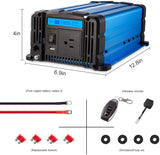 1000 watt Inverter Pure Sine Wave Power Inverter 12V to 110V Inverter DC to AC with Remote Controller and Display and USB Charger
