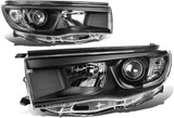 DNA Motoring HL-OH-THI14-SM-CL1 Smoke Lens Clear Corner Projector Headlights Replacement For 14-16 Highlander