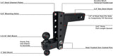 BulletProof Hitches™ 2.5" Adjustable Medium Duty (14,000lb Rating) 6" Drop/Rise Trailer Hitch with 2" and 2 5/16" Dual Ball (Black Textured Powder Coat)