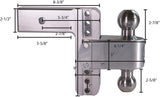 180 HITCH LTB6-2.5-KA Aluminum Adjustable 6" Drop, Stainless Steel Ball, 2.5" Receiver 18,500 GTW