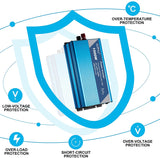 ALFFAA 1500W Solar Power Inverter 12V to 110V with Built-in 5V/2.1A USB Port,Hardwire Terminal, LCD Display,Pure Sine Wave Inverter 12V DC to 120V AC Converter for Home, RV, Truck (1500W)