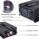 aeliussine 1000w Inverter Pure Sine Wave Power Inverter 12v dc to ac 110v 120v with 2 US Socket, LCD Display and Earth Terminal, for Car RV, Truck, Yacht, and Off Grid Solar Power System (1000w 12v)