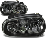 DNA Motoring HL-OH-VWGOLF99-BK Black Housing Projector Headlights Replacement For 99-06 Golf Cabrio