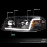 DNA Motoring HL-LB-CI00-BK-AM Black Amber Headlights With LED Day Running Light Bar Replacement For 00-05 Impala