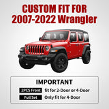 Aierxuan Jeep Wrangler JK JL 4-Door Seat Covers Full Set Custom Fit 2007-2022 Unlimited X Rubicon 392 Sahara Willys Sport High Altitude 4X4 Truck Pickup Waterproof Leather Cushions(Full Set/Black-R)
