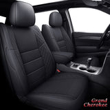 Coverado Jeep Grand Cherokee Seat Covers, Waterproof Faux Leather Seat Protectors Customized Seat Cushions Full Set, Fit for Jeep Grand Cherokee 2011-2022, Black