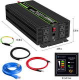 Novopal Power Inverter Pure Sine Wave-1500 Watt 12V DC to 110V/120V AC Converter- 4 AC Outlets Car Inverter with One USB Port-16.4Ft Remote Control and Two Cooling Fans-Peak Power 3000 Watt