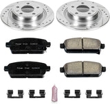 Power Stop K5552 Rear Z23 Carbon Fiber Brake Pads with Drilled & Slotted Brake Rotors Kit