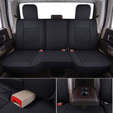 Coverado Car Seat Covers Full Set, Dodge RAM Seat Cover Waterproof Leather Protector Fit 2009-2022 1500 2010-2022 2500 3500 Truck Pickup CrewCab with Curved Back Bench, Black