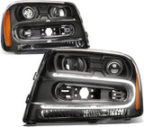 DNA MOTORING HL-HPL-CTR02-BK-AM Headlight Assembly Driver and Passenger Side,Black amber