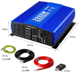 Kinverch 2000W Pure Sine Wave Inverter 12V DC to 110V AC Power Inverter for Car/Truck/RV with 3 AC Outlets &1USB Ports &Bluetooth Remote Control