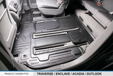 MAXLINER Custom Fit Floor Mats 3 Row Liner Set Black Compatible with Traverse / Enclave / Acadia / Outlook with 2nd Row Bucket Seats