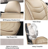 BLUEWALDON Leather Seat Covers for Cars SUV Trucks Universal Fit for Jeep Ford Fusion Toyota Corolla Hyundai Sonata Honda Civic Seat Covers(Full Set,Beige and Brown Line)