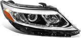 DNA Motoring OEM-HL-0125-L Black Housing Amber Reflector Headlight with LED DRL Compatible with 14-15 Kia Sorento EX/SX (Passenger Side)
