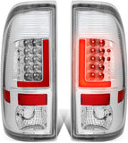DNA Motoring TL-F25008-LED-3D-CH-SM Pair of 3D LED Bar Tail Lights Compatible with 08-16 F-250-F-550 SD / 09-16 F-350 F-450/15-16 F-550, Chrome/Smoke
