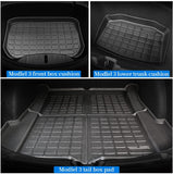 CENFUN for 2021 2022 Tesla Model 3 All Weather Full Set of Floor Mats Storage mats and Trunk mat,Fit 2021-2022 Model 3 Interior Accessories （Set of six）