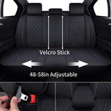 Coverado Leather Car Seat Covers Full Set, Waterproof Leatherette Automotive Vehicle Cushion Cover with Diamond Pattern, Universal Fit for Cars SUV Pick-up Truck, Black