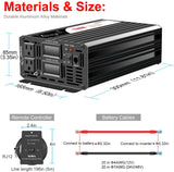 Xijia 1500W(Peak Power 3000W) 48v to 120v Pure sine Wave 60HZ Solar Inverter for Home Use car (DC48V (Range 40V-60V) 1500W)