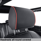 LUCKYMAN CLUB Custom Fit Seat Covers for 2015-2022 F150 Crew Cab, and 2017-2022 F250 F350 Crew Cab with Waterproof Faux Leather (Black & Red)