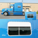 RoadWorks Stainless Steel 5” Chop Tops for Peterbilt 70” Side Sleeper Windows