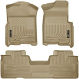 Husky Liners Weatherbeater Series | Front & 2nd Seat Floor Liners (Footwell Coverage) - Tan | 98343 | Fits 2009-2014 Ford F-150 SuperCab w/o Manual Transfer Case Shifter 3 Pcs