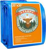 Blue Tarp, Tarps Heavy Duty Waterproof, Waterproof Plastic Poly 16 Mil Thick Tarpaulin with Metal Grommets Every 19.5 Inches - Emergency Rain Shelter, Outdoor Cover, and Camping Use 20x30