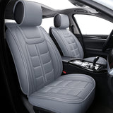Coverado Car Seat Covers, Waterproof Faux Leather Line Pattern Automotive Vehicle Cushion Protector, Universal Fit for Most Cars Sedan SUV Pickup Truck(Full Set, Red)