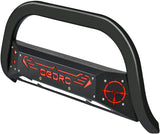 oEdRo Bull Bar Fits 2005-2015 Toyota Tacoma, Pickup Front Brush Push Bumper Guard Textured Black, w / Chrome Skid Plate Light Mount