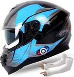 FreedConn Motorcycle Helmet Bluetooth BM22 Group Intercom Full Face Smart Motorcycle Helmets with Bluetooth Built in 6 Riders Talk Dual Visors DOT & ECE Approved