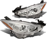 DNA Motoring HL-OH-MM314-BK-CL1 Black Housing Clear Corner Projector Headlights Replacement For 13-17 3