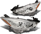 DNA Motoring HL-OH-MM314-CH-CL1 Chrome Housing Clear Corner Projector Headlights Replacement For 13-17 3
