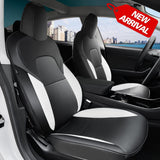DrCarNow Tesla Model 3 Seat Covers 2017 2018 2019 2020 2021 2022,Full Set Custom Car Leather Seat Cover Accessories,for Dog Pet Baby Infant Kids, Front and Back Seat Protector Gifts,Black and White