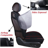 Coverado Car Seat Covers, Waterproof Faux Leather Line Pattern Automotive Vehicle Cushion Protector, Universal Fit for Most Cars Sedan SUV Pickup Truck(Full Set, Red)