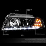 DNA Motoring HL-HPL-DRL-A496-BK Black Amber Signal Projector Headlights With LED DRL Compatible with 99-01 A4 & Quattro Models