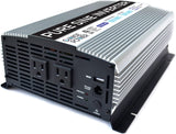 GoWISE Power 1000W Pure Sine Wave Inverter 12V DC to 120V AC with 2 AC Outlets + 1 5V USB Port, 2 Battery Cables, and Remote Switch (2000W Peak) PS1002, Updated Model, Grey, Standard