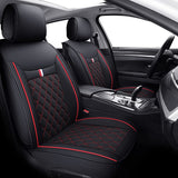 Coverado Leather Car Seat Covers Full Set, Waterproof Leatherette Automotive Vehicle Cushion Cover with Diamond Pattern, Universal Fit for Cars SUV Pick-up Truck, Black