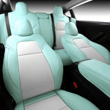 INCH EMPIRE Seat Cover Custom Fit for Tesla Model 3 Model Y Synthetic Leather Car Seat Cushion Protector for 2017 2018 2019 2020 2021 2022 All Season Customized (Grey Y)