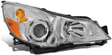 DNA Motoring OEM-HL-0080-R Factory Style Chrome Passenger Side Projector Headlight Replacement For 10-14 Outback Legacy