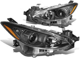 DNA Motoring HL-OH-MM314-CH-CL1 Chrome Housing Clear Corner Projector Headlights Replacement For 13-17 3