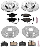 Power Stop K530 Front and Rear Z23 Carbon Fiber Brake Pads with Drilled & Slotted Brake Rotors Kit