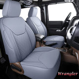 Coverado Wrangler Seat Covers, Waterproof Leather Seat Protectors Customized Fit Full Set, Compatible with 2007-2017 Jeep Wrangler JK Unlimited 4-Door, Fit Sahara Sport X Rubicon(Full Set, Black)