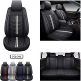 SPEED TREND Leather Car Seat Covers, Premium PU Leather & Universal Fit for Auto Interior Accessories, Automotive Vehicle Cushion Cover for Most Cars SUVs Trucks (ST-004 Front Pair, Black&RED)