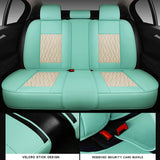 Zrona03 Leather Car Seat Covers for 5 Passenger Cars, Faux Leatherette Automotive Vehicle Cushions Covers, SUV Universal Fit Set for Auto Interior Accessories (Tiffany Blue & White)