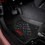 3W Floor Mats Compatible for Jeep Gladiator 2020-2022, Custom Fit TPE All Floor Liner For Weather Jeep Gladiator,1st & 2nd Row Full Set Car liners with red Logo,Black