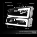 DNA Motoring HL-LB-CSIL03-BK-CL1-B Headlight (Driver & Passenger Side) For 03-07 Silverado 03-06 Avalanche