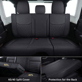 Coverado Wrangler Seat Covers, Waterproof Leather Seat Protectors Customized Fit Full Set, Compatible with 2007-2017 Jeep Wrangler JK Unlimited 4-Door, Fit Sahara Sport X Rubicon(Full Set, Black)