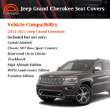 Coverado Jeep Grand Cherokee Seat Covers, Waterproof Faux Leather Seat Protectors Customized Seat Cushions Full Set, Fit for Jeep Grand Cherokee 2011-2022, Black
