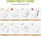 AOOG Leather Car Seat Covers, Leatherette Automotive Seat Covers for Cars SUV Pick-up Truck, Non-Slip Vehicle Car Seat Covers Universal Fit Set for Auto Interior Accessories, Full Set, Beige