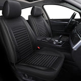LEIOIAIY Car Seat Cover Front Set Beige Leather Car Seat Covers Auto Cushion Covers Universal Fit for Cars SUV Automotive Interior Accessories (2-Pcs Full Set, Beige)