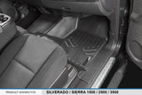 MAXLINER Floor Mats 1st Row Liner Set Black Compatible with 2007-2013 Silverado/Sierra 1500 - 2007-14 2500/3500 HD Crew or Extended Cab